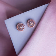 Round Embellished Rose Gold Studs